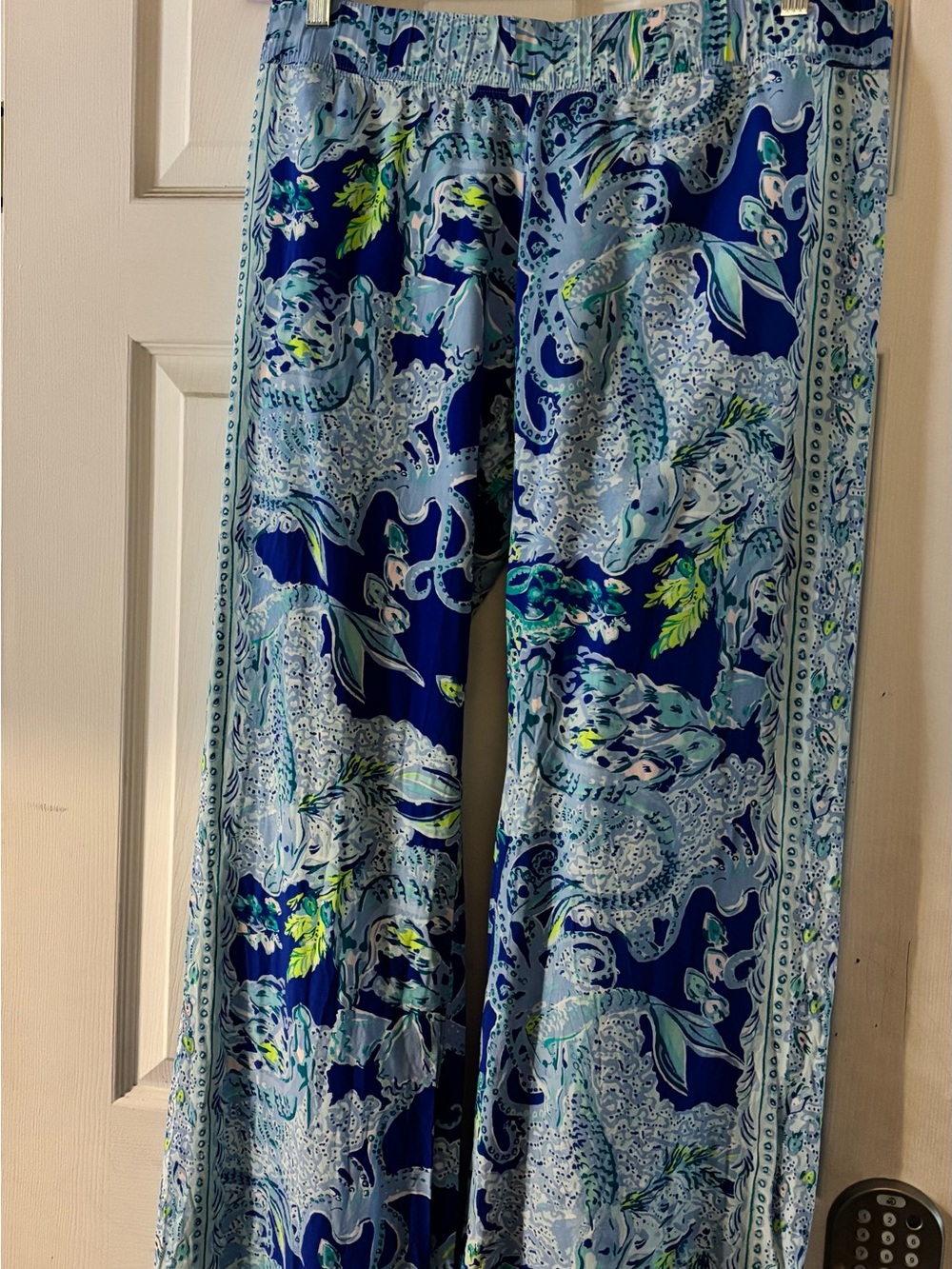 Lilly Pulitzer Navy Multicolor Wide-Leg Printed Pants